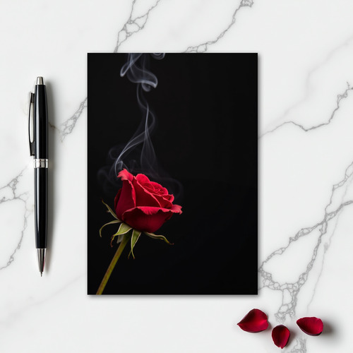 Crimson Rose Smoke Photo Card
