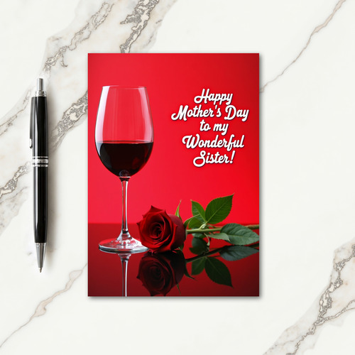 Crimson Rose Wonderful Sister Card