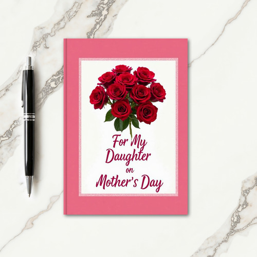 Crimson Roses Bouquet Themed Card