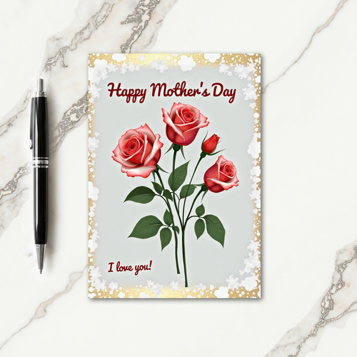 Crimson Roses Mothers Day Card