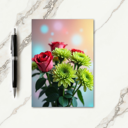 Crimson Roses Mothers Day Floral Card