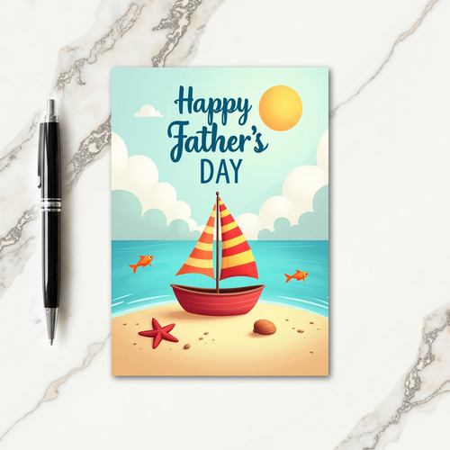 Crimson Sailboat Fathers Day Card