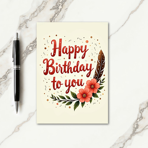Crimson Script Birthday Card