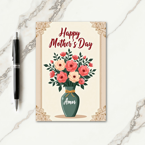 Crimson Script Love Mother Card