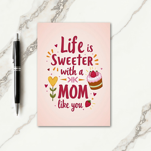 Crimson Script Mom Appreciation Card