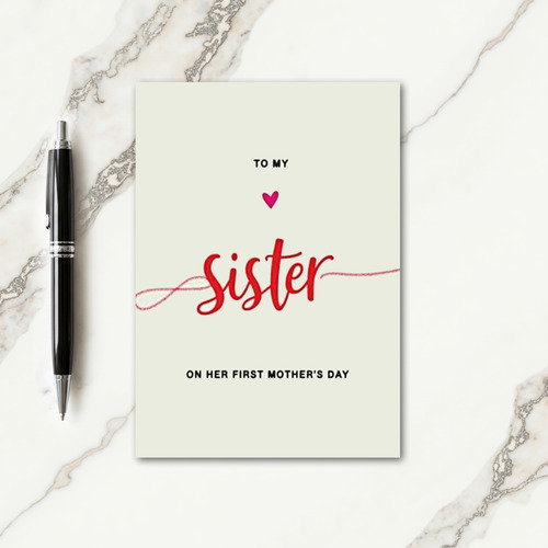 Crimson Script Sister Card