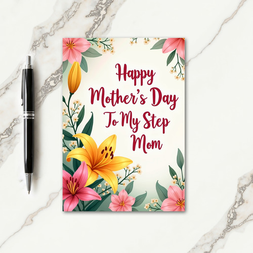 Crimson Script Step Mom Card