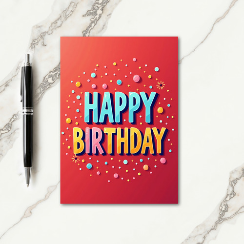 Crimson Shadowed Birthday Card