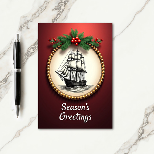 Crimson Ship Christmas Card