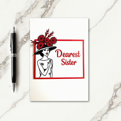 Crimson Silhouette Sister Card