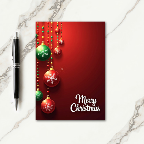 Crimson Snowflake Ornament Card