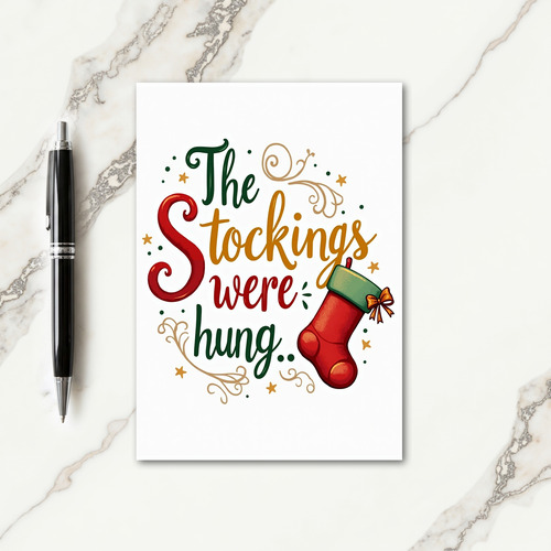 Crimson Stocking Christmas Card