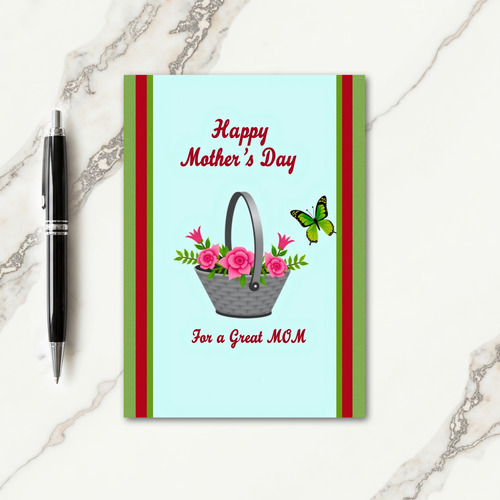 Crimson Stripe Mothers Day Card