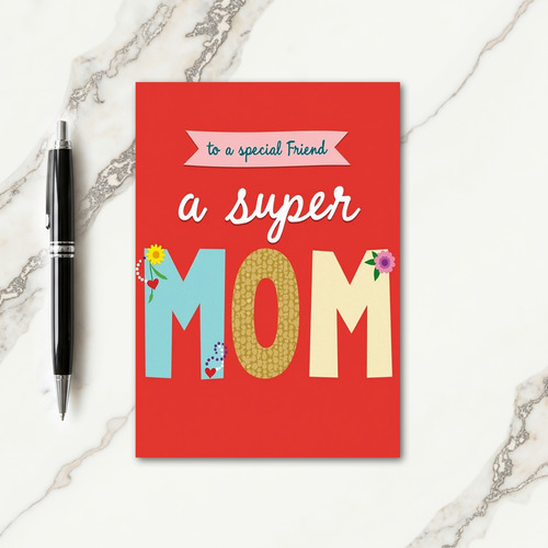 Crimson Super Mom Card
