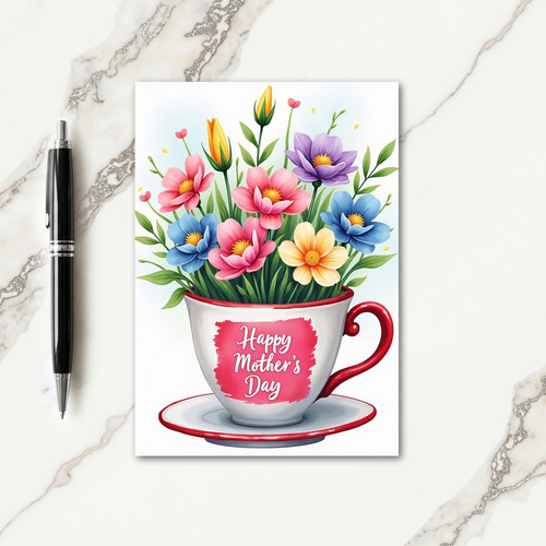 Crimson Teacup Mothers Day Card