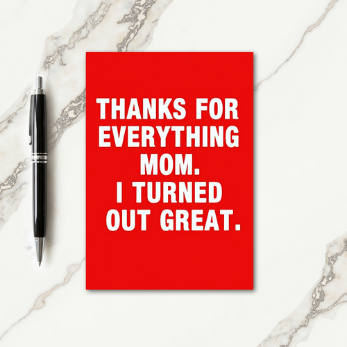 Crimson Thanks Mom Card