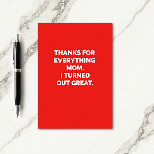Crimson Thanks Mom Message Card