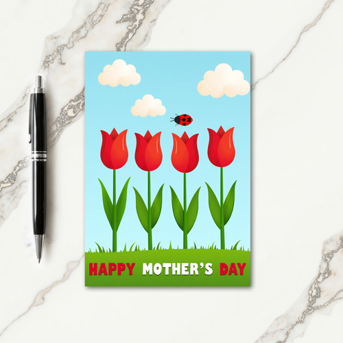 Crimson Tulips Mothers Day Card