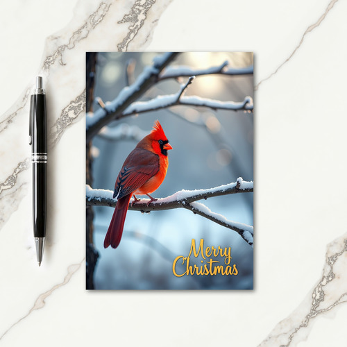 Crimson Winter Bird Card thumbnail