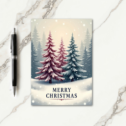 Crimson Winter Tree Card