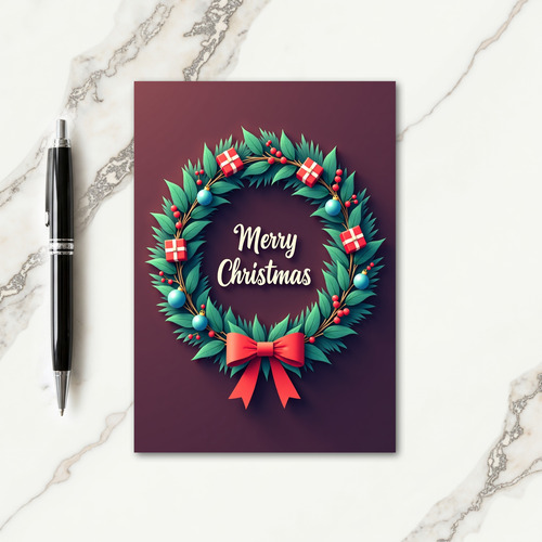 Crimson Wreath Christmas Card