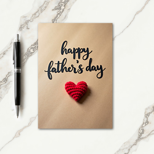 Crimson Yarn Heart Fathers Card
