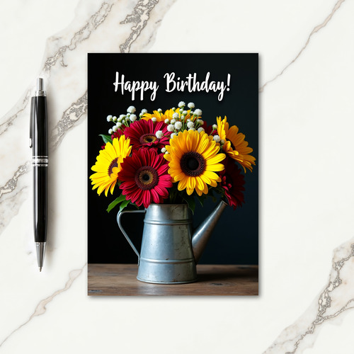 Crimson Yellow Birthday Card