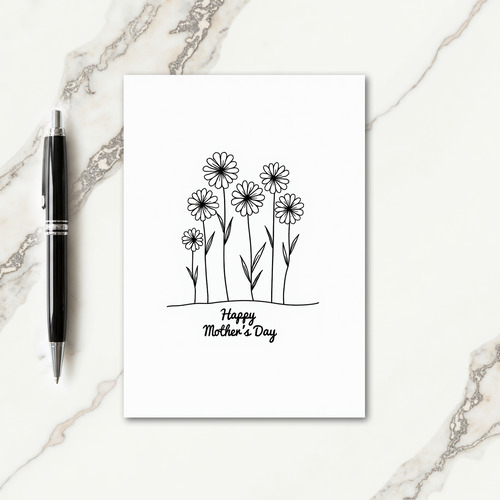 Crisp Black Flowers Mothers Day Card