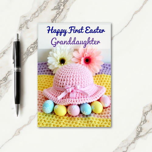 Crocheted Hat Newborn Baby Card