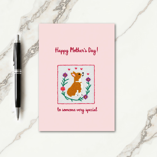 Cross Stitch Dog Mothers Day Card