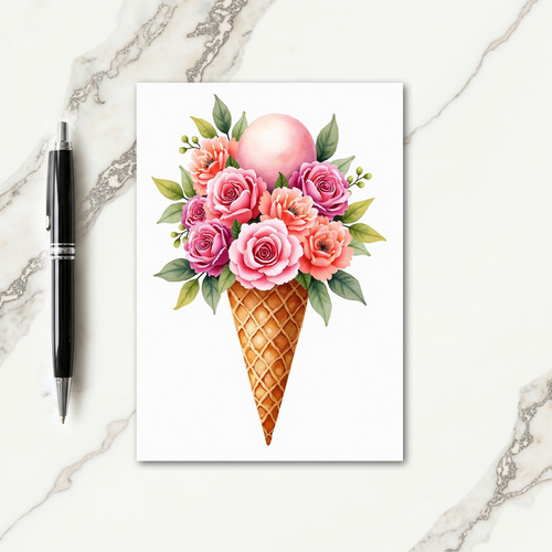 Crosshatch Floral Cone Card