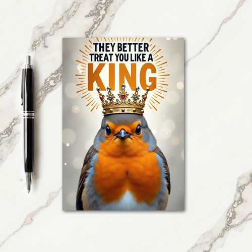Crowned Avian Birthday Card