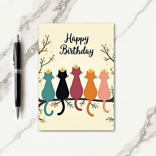 Crowned Cats Birthday Card
