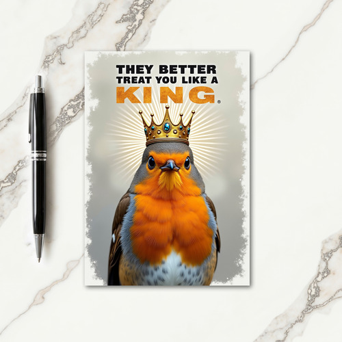 Crowned Fowl Birthday Card