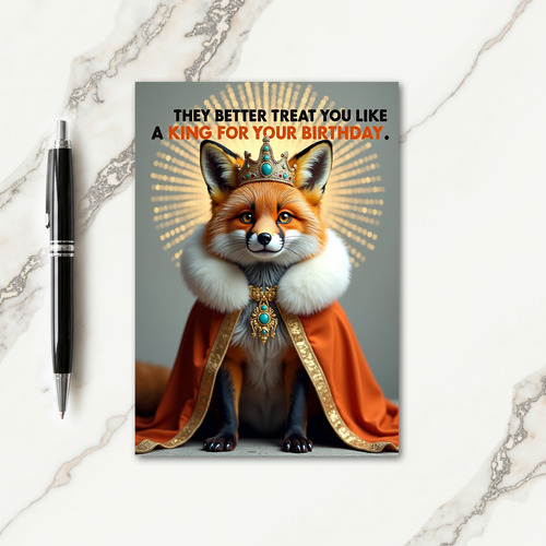 Crowned Fox Birthday Card