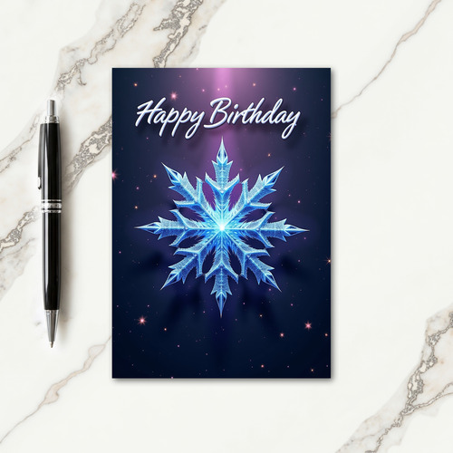 Crystalline Ice Blue Birthday Card