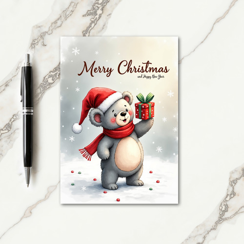 Cuddly Bear Christmas Card