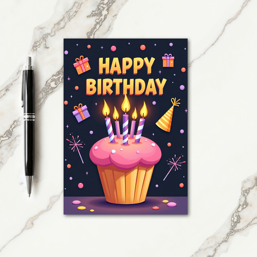 Cupcake Birthday Art Card