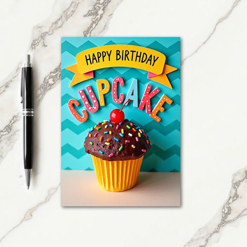 Cupcake Cherry Birthday Card