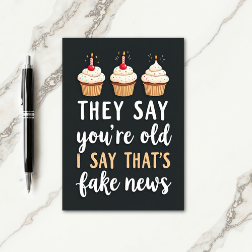 Cupcake Fake News Birthday Card