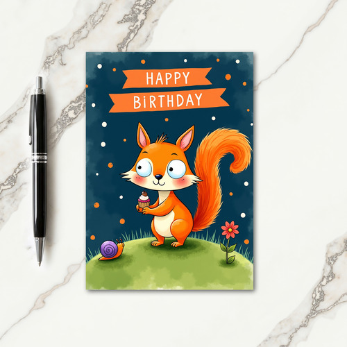 Cupcake Fox Birthday Card