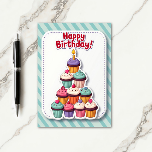 Cupcake Pyramid Birthday Card