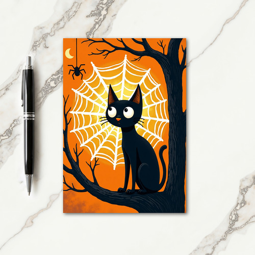 Curious Black Cat Branch Card