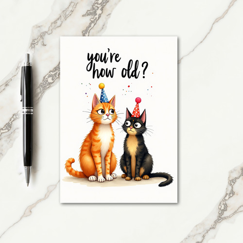 Curious Cats Birthday Age Card