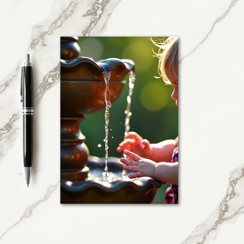 Curious Child Fountain Fathers Day Card