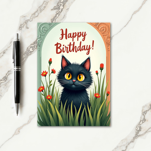 Curious Feline Birthday Card