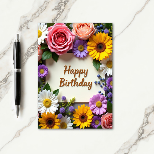 Cursive Birthday Bloom Card