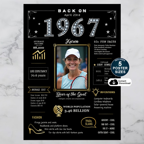 Custom 1967 Birthday Poster and Printable Party Decoration