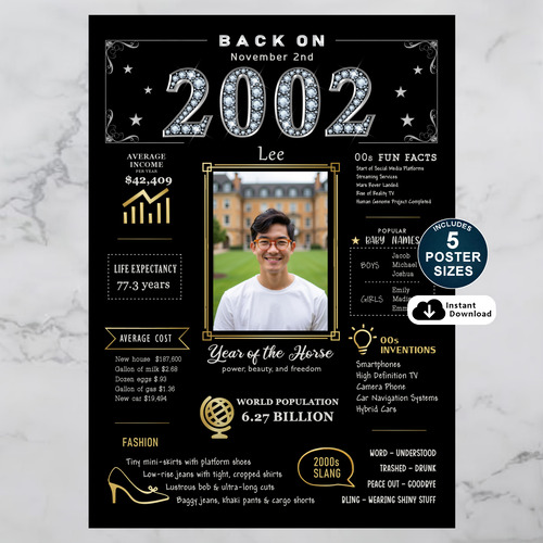 Custom 2002 Birthday Poster and Printable Party Decoration