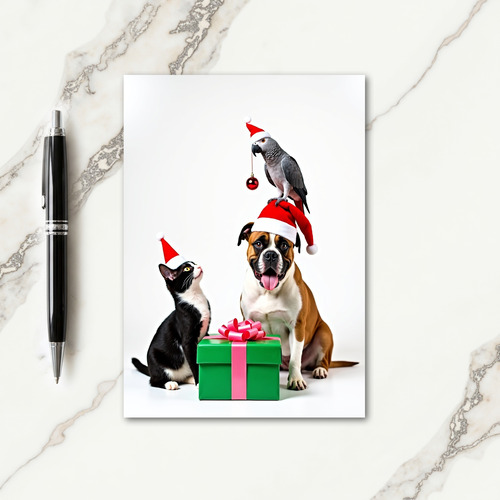 Cute Animal Art Christmas Card